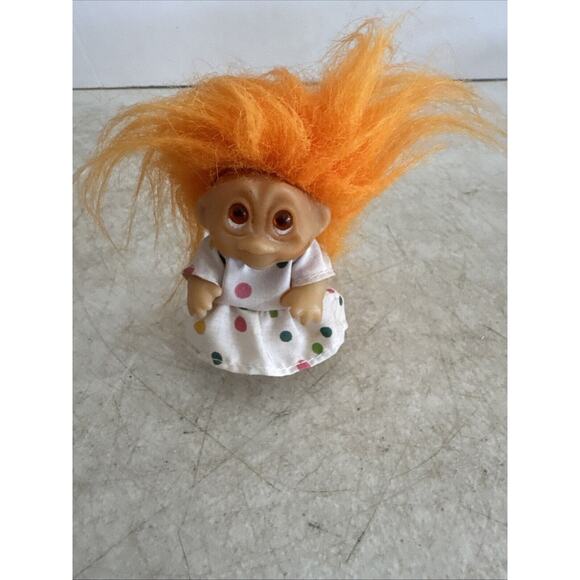 1986 Vintage Dam Troll doll with Orange Hair W/clothes - Picture 1 of 9